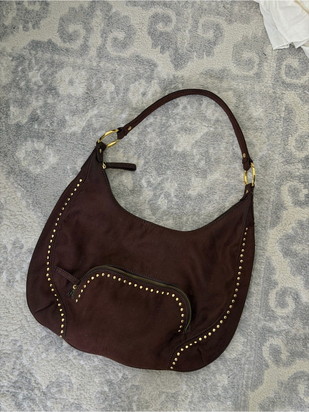 Vintage Y2K Brown Studded Hobo Shoulder Bag